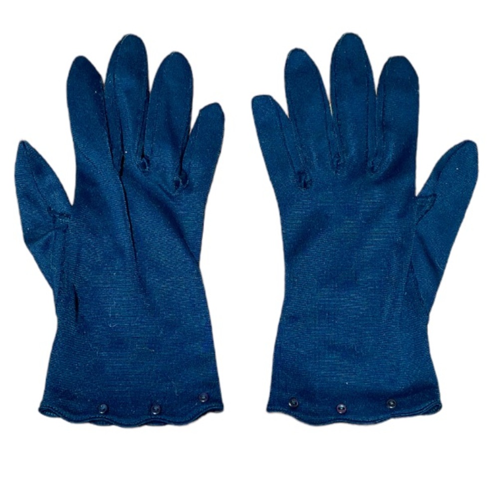 Vintage black wrist length scallop hem gloves